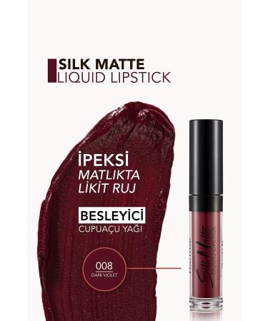 Flormar Velvet Texture Liquid Matte Lipstick - Silk Matte Liquid Lipstick - 008 DARK VIOLET - 8690604397372 - Buy Online on GoSupps.com