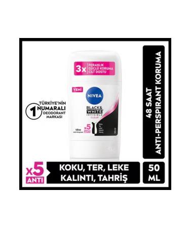 NIVEA Women's Stick Deodorant Black&White Invisible Clear 50 ml