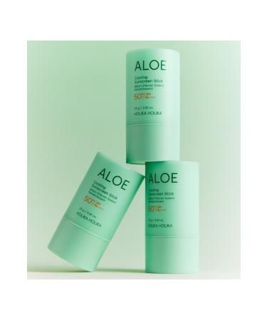 Holika Holika Aloe Cooling Sunscreen Stick SPF50+ PA (MATTE FINISH HIGH UV PROTECTION FACE SUN CREAM STICK) 23g - Buy Online on GoSupps.com