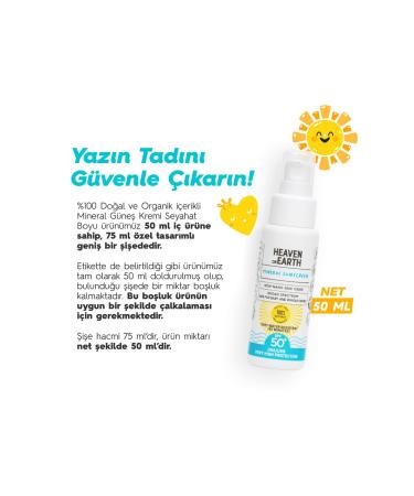 Heaven on Earth Mineral Sunscreen 0 Natural and Organic Content Protective Water Resistant Vegan 50 Spf 50 ml - Buy Online on GoSupps.com