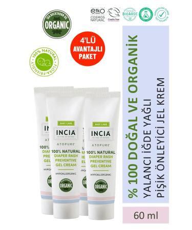INCIA 0 Natural Diaper Rash Prevention Gel Cream Organic Sea Buckthorn Care Cream Herbal 60 ml x 4 PCS