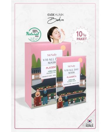 McNally All Day Mask - Placenta 10-Pack Disposable Korean Face Mask Made In Korea