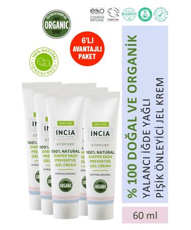 INCIA 0 Natural Diaper Rash Prevention Gel Cream Organic Sea Buckthorn Care Cream Herbal 60 ml x 6 PCS