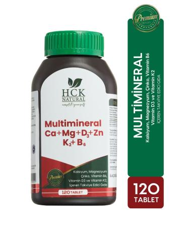 HCK NATURAL Multimineral 120 Tablets Calcium Magnesium Zinc Vitamin B6-d3-k2 Supplementary Food