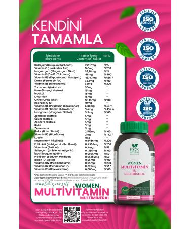 HCK NATURAL Women's Multivitamin-multimineral Complex 120 Tablets L Carnitine Cranberry - Buy Online on GoSupps.com