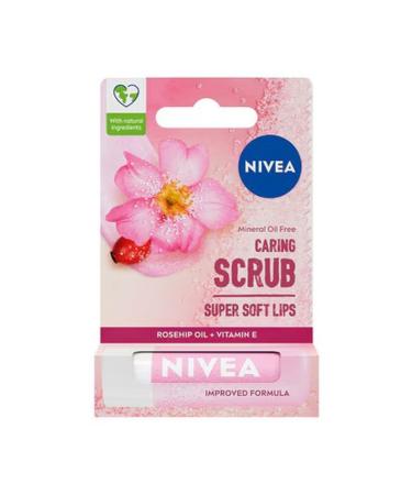 NIVEA Lip Care Cream and Peeling Rosehip Oil 4.8 g Lip Moisturizing Make-up Base