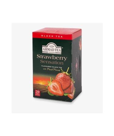 Ahmad Tea Strawberry Sensation Flavored Black Tea 20 Tea Bags - Buy Online on GoSupps.com