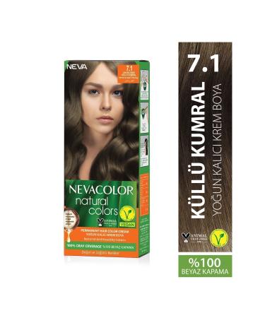 Neva Color Natural Colors 7.1 ASH BLONDE Permanent Cream Hair Dye Set