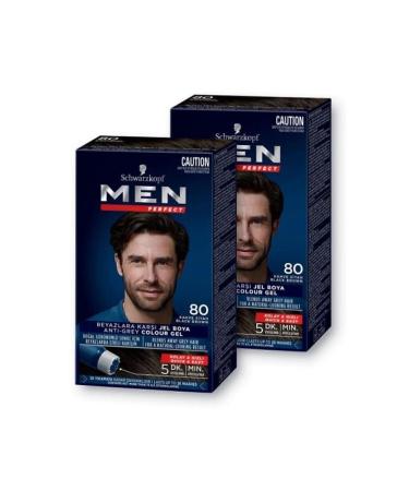 Men Perfect Schwarzkopf Hair Dye 80 - Brown Black X2