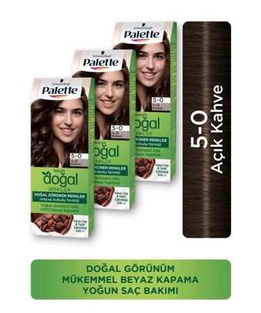 Palette Permanent Natural Colors Hair Dye 5-0 Light Brown X 3 Pieces