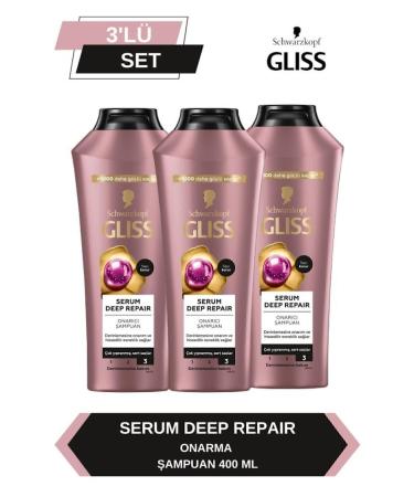 Gliss Serum Deep Repair Repairing Shampoo 400 ml X 3 Pieces