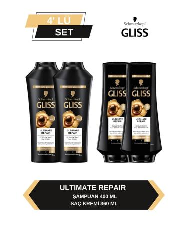 Gliss Ultimate Repair Shampoo 400ml x 2+ Conditioner 360ml x2