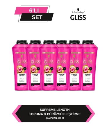 Gliss Supreme Length Long Hair Special Shampoo 400 ml x 6 Pieces