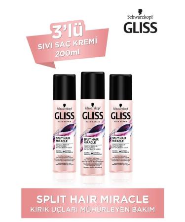Gliss Split Hair Miracle Liquid Conditioner 200 ml X 3 Pieces