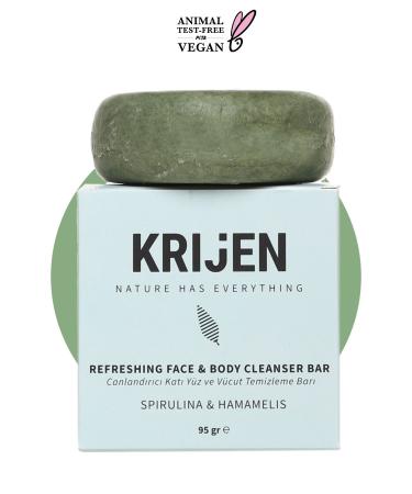 Krijen Revitalizing Effective Spirulina & Hamamelis Face and Body Cleansing Bar 95 Gr - Buy Online on GoSupps.com