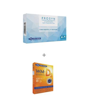 WORLD MEDICINE Prosyn Probiotic Prebiotic and Fiber Supplementary Food + WM-D3 Spray Containing Vitamin D