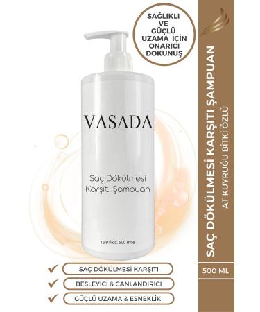 Vasada Anti-Hair Loss Herbal Shampoo with Horsetail Extract Biotin and Keratin Sulfate-Free