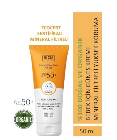 INCIA 0 Natural Baby Sun Cream-Anti-Stain Mineral Filter High Protection 50spf Uva Uvb 50ml