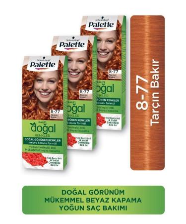 Palette Permanent Natural Colors Hair Dye 8-77 Cinnamon Copper X 3 Pieces