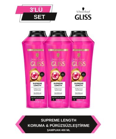 Gliss Supreme Length Long Hair Special Shampoo 400 ml x 3 Pieces