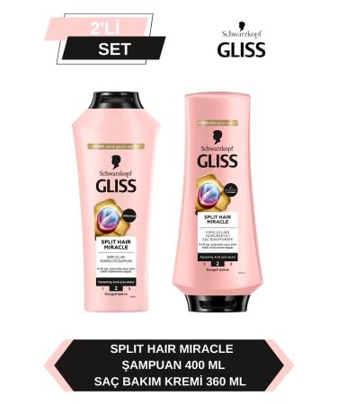 Gliss Split Hair Miracle Shampoo 400 Ml + Split Hair Miracle Conditioner 360 Ml