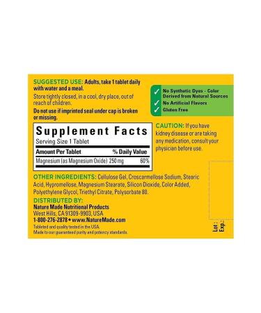 Nature Made Magnesium 250 Mg 100 Tablets - Buy Online on GoSupps.com