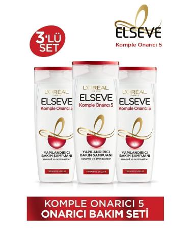 Elseve Complete Repair 5 Restructuring Care Shampoo 360 ml 3-Piece Repairing Hair Care Set