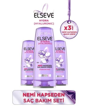 Elseve Hydra hyaluronic Moisture Locking Hair Care Cream 360 Ml Set of 3