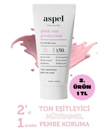 Aspel Tone Equalizing and Moisturizing High Protection SPF 50+ Pink Sun Cream 50 ml