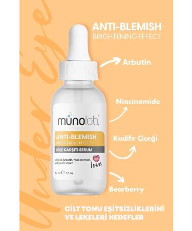MUNOLAB Anti-Blemish Skin Tone Equalizing Skin Care Serum 30 ml Arbutin 2% Hyaluronic Acid. - Buy Online on GoSupps.com