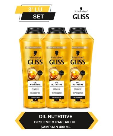 Gliss Oil Nutritive Shampoo 400ml x Set of 3