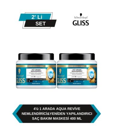 Gliss 4 in 1 Moisturizing & Restructuring Hair Care Mask Aqua 400 mlX2