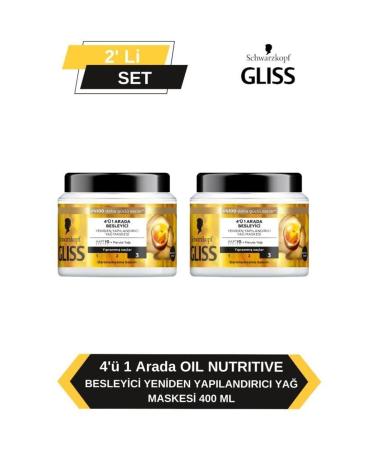 Gliss 4 in 1 Nourishing & Restructuring Hair Care Mask Ultimate Oil 400 mlX2