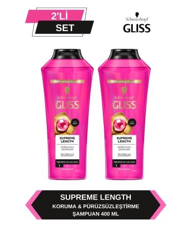 Gliss Supreme Length Long Hair Special Shampoo 400 ml x 2 Pieces