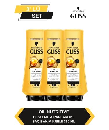 Gliss Oil Nutritive Hair Conditioner 360ml x Set of 3