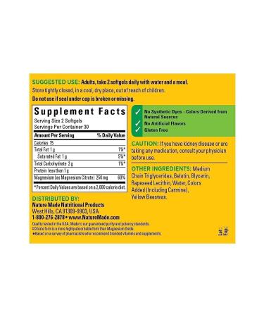 Nature Made Magnesium Citrate 250 Mg 60 Softgel - Buy Online on GoSupps.com