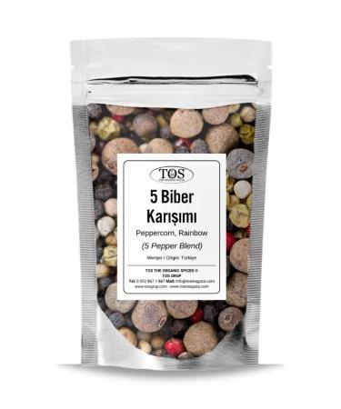 TOS The Organic Spices 5 Pepper Blend 500 gr (1st Quality) Piper nigrum / Peppercorn 5 Pepper Blend