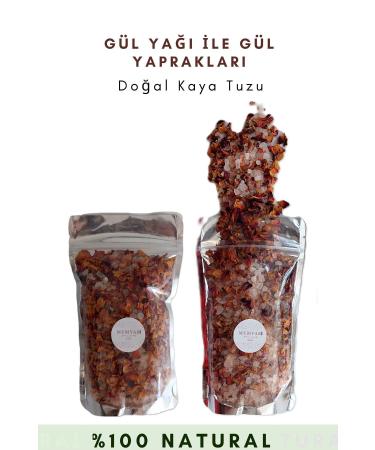 MUMYABI Natural Rose Oil Scented and Leafy Bath Rock Salt Manicure/Pedicure Peeling 300 gr