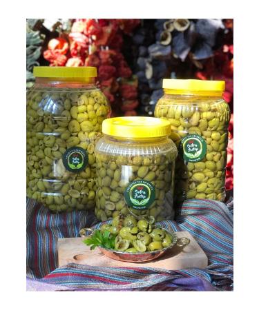 gazisofraantep Antep Green Olives (SWEETENED) Stone Crushed Pitted 5 Pet