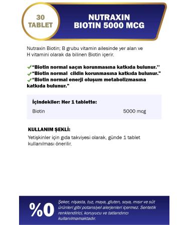Nutraxin Biotin 5000 Mcg 30 Tablets 4 Pack - Buy Online on GoSupps.com