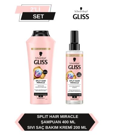 Gliss Split Hair Miracle Shampoo 400 Ml + Split Hair Miracle Liquid Conditioner 200 Ml