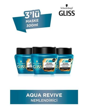 Gliss Aqua Revive Hydrating 2 in 1 Mask with Hyaluron and Seaweed 300 ml X 3 Pieces
