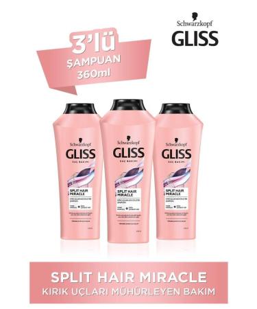 Gliss Split Hair Miracle Shampoo 360 ml X 3 Pieces