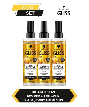 Gliss Oil Nutritive Liquid Hair Conditioner 200ml x Set of 3