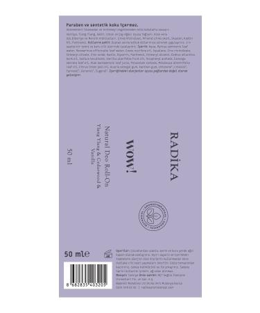 Radika Aromatherapy Natural Roll On / Women's Roll-on / Wow! / Vanilla Oil / Does Not Contain Aluminum and Paraben - Buy Online on GoSupps.com