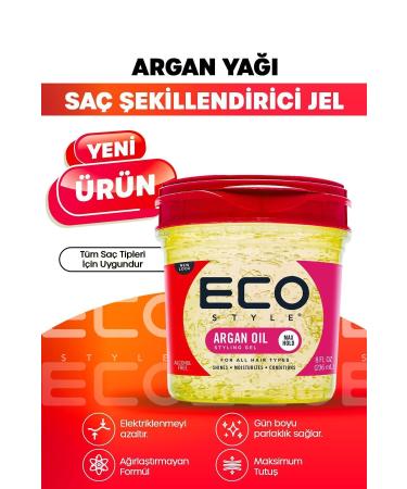 ECO Style Argan Oil Hair Styling Gel 236ml Argan Oil Styling Gel Shine Moisturizes Conditions