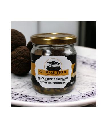 gourmet truffle Black Truffle Mushroom Slices carpaccio 200 gr tuber Aestivum Canned - Buy Online on GoSupps.com