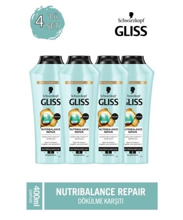 Gliss Nutribalance Repair Anti Hair Loss Shampoo 400 ml x 4 Pieces