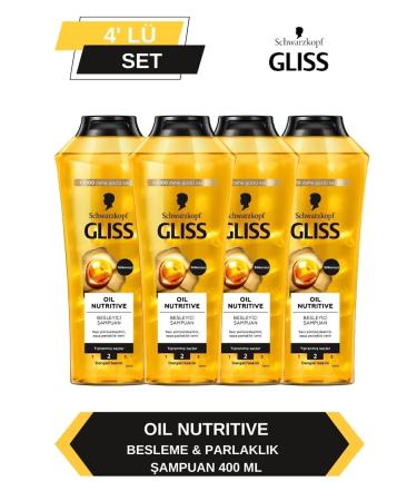 Gliss Oil Nutritive Shampoo 400ml x Set of 4