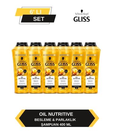 Gliss Oil Nutritive Shampoo 400ml x Set of 6